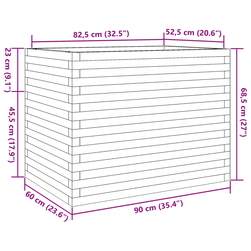 vidaXL Ζαρντινιέρα Κήπου 90x60x68,5 εκ. από Εμποτισμένο Ξύλο Πεύκου
