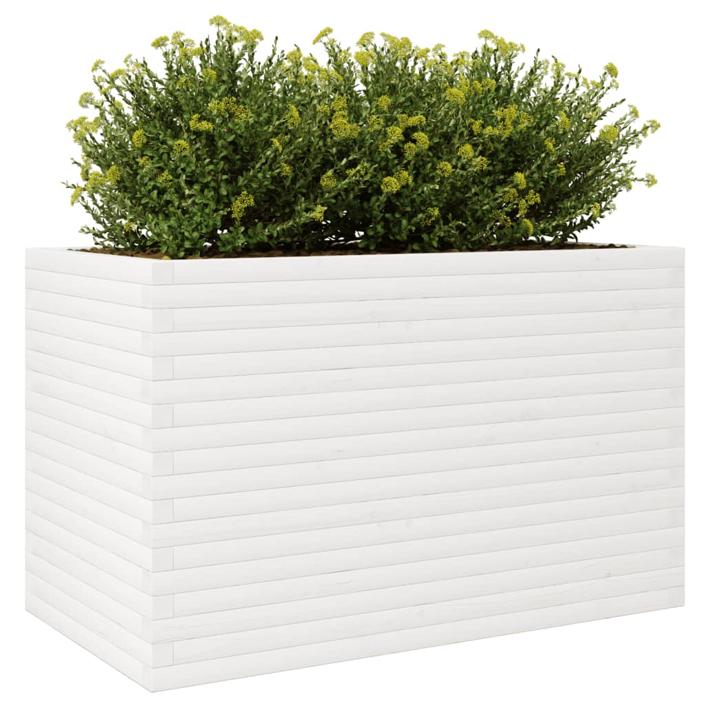 vidaXL Ζαρντινιέρα Κήπου Λευκή 110x60x68,5 εκ. από Μασίφ Ξύλο Πεύκου
