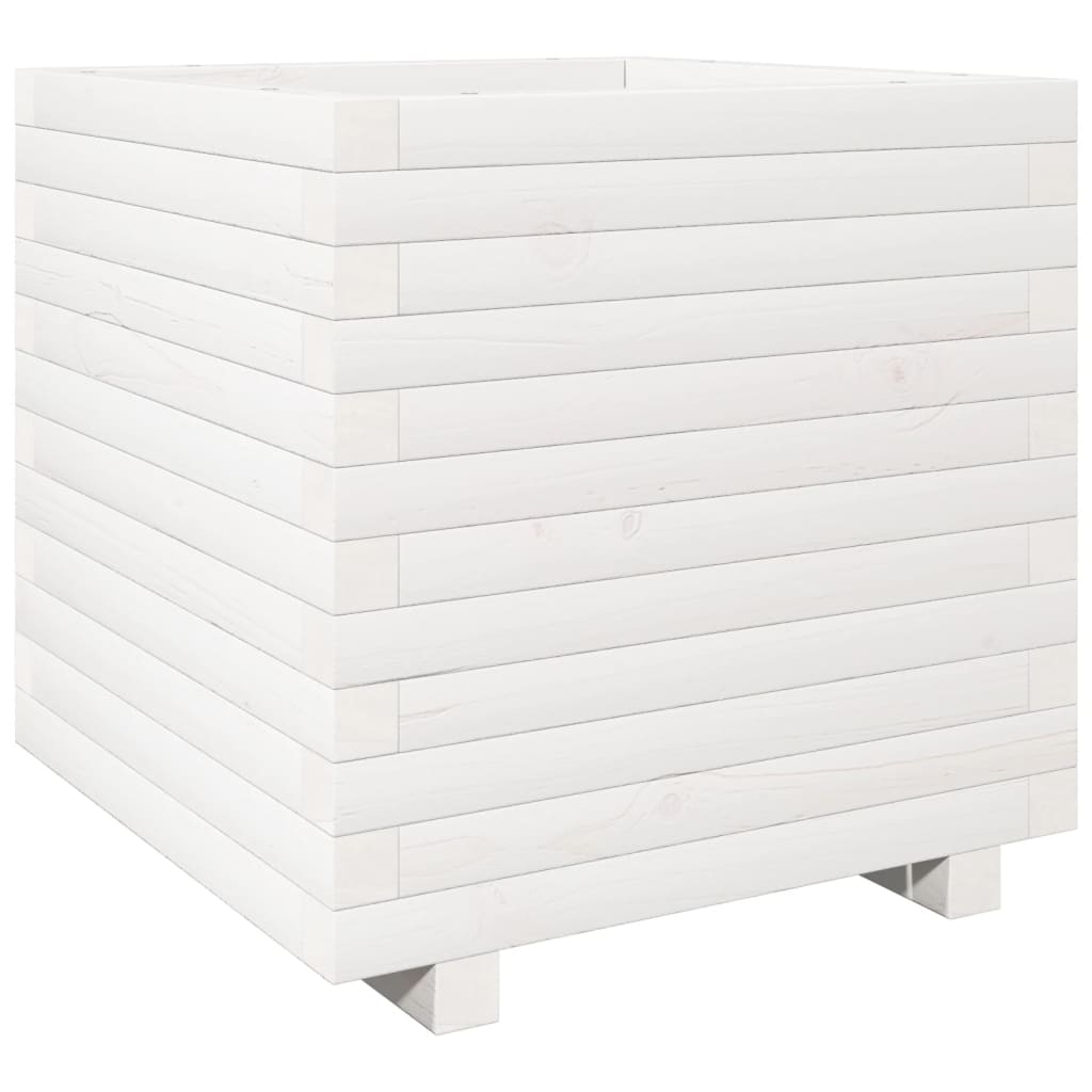 vidaXL Ζαρντινιέρα Λευκή. 50x50x49,5 εκ από Μασίφ Ξύλο Πεύκου