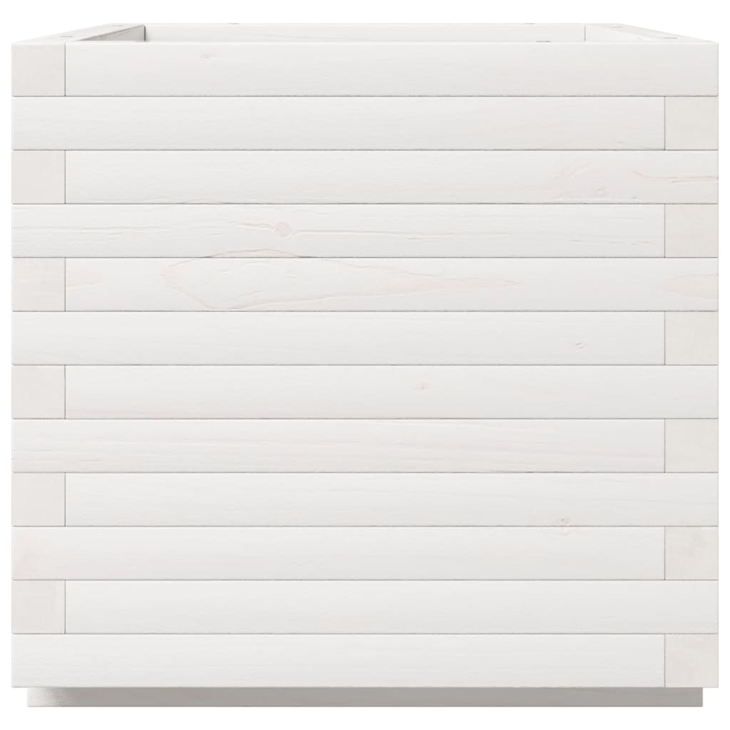 vidaXL Ζαρντινιέρα Λευκή. 50x50x49,5 εκ από Μασίφ Ξύλο Πεύκου
