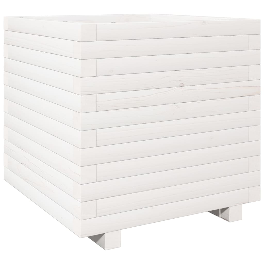 vidaXL Ζαρντινιέρα Λευκή. 50x50x49,5 εκ από Μασίφ Ξύλο Πεύκου