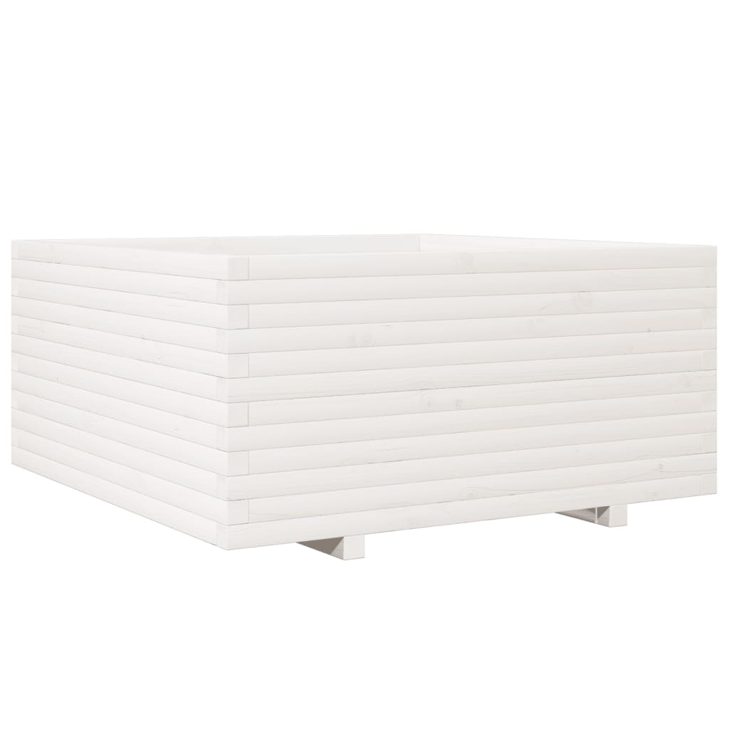 vidaXL Ζαρντινιέρα Κήπου Λευκή 100x100x49,5 εκ. από Μασίφ Ξύλο Πεύκου