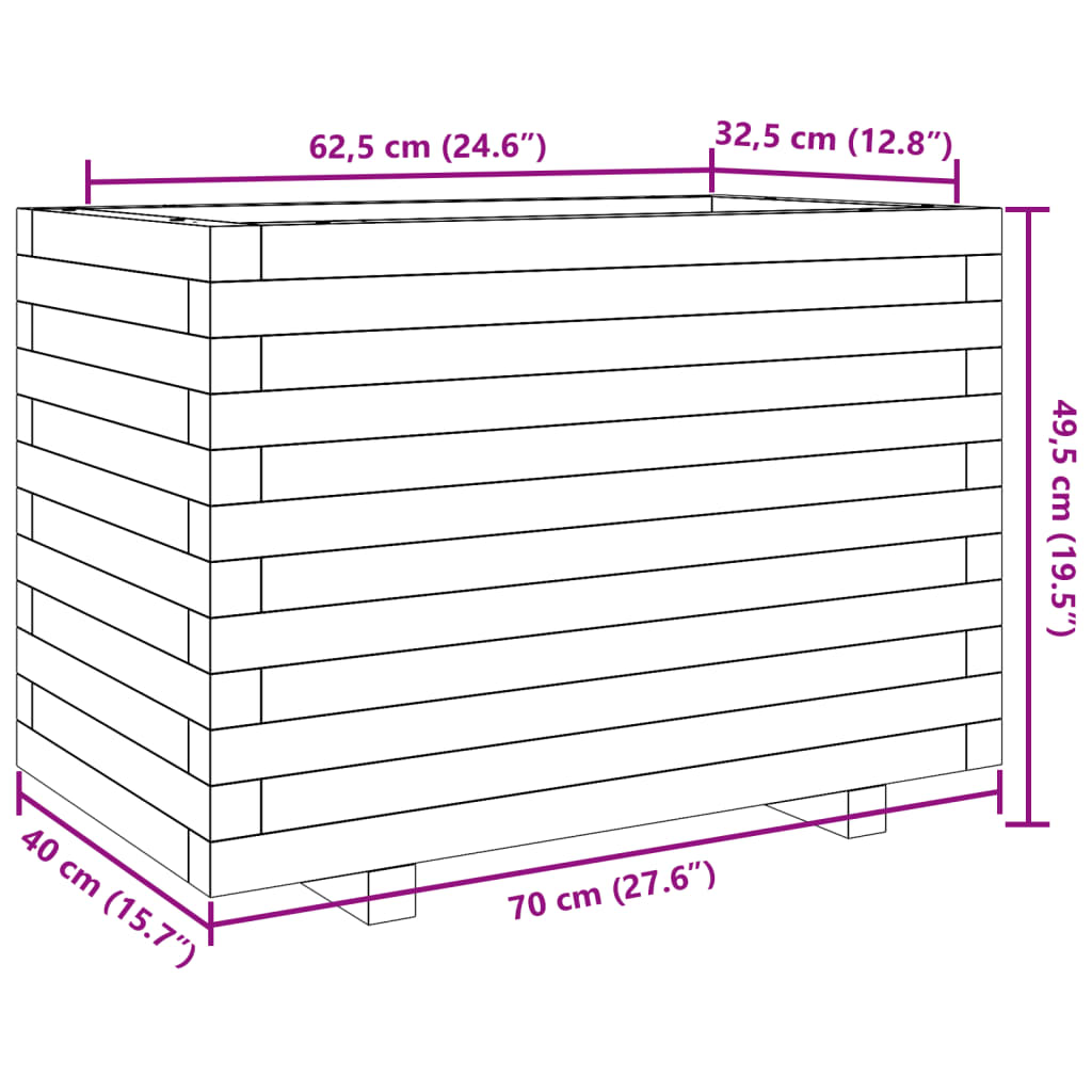 vidaXL Ζαρντινιέρα Κήπου 70x40x49,5 εκ από Μασίφ Ξύλο Πεύκου