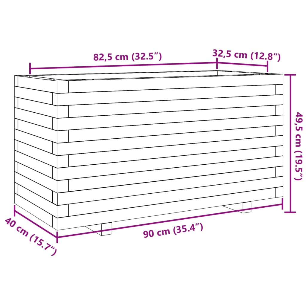 vidaXL Ζαρντινιέρα Καφέ Κεριού 90x40x49,5 εκ. από Μασίφ Ξύλο Πεύκου
