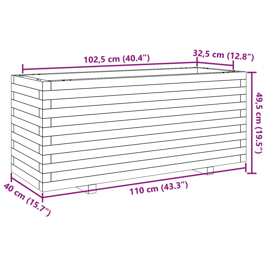 vidaXL Ζαρντινιέρα Καφέ Κεριού 110x40x49,5 εκ. από Μασίφ Ξύλο Πεύκου