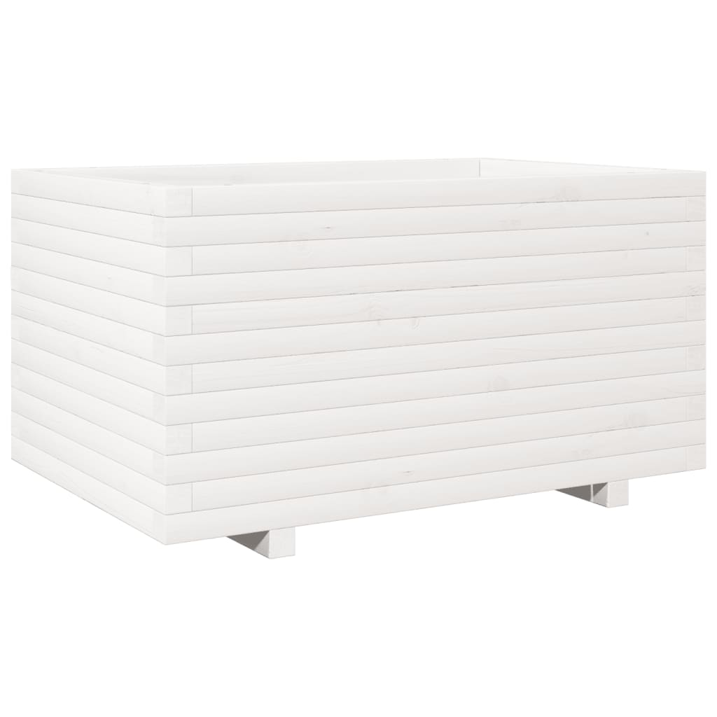 vidaXL Ζαρντινιέρα Κήπου Λευκή 90x60x49,5 εκ. από Μασίφ Ξύλο Πεύκου