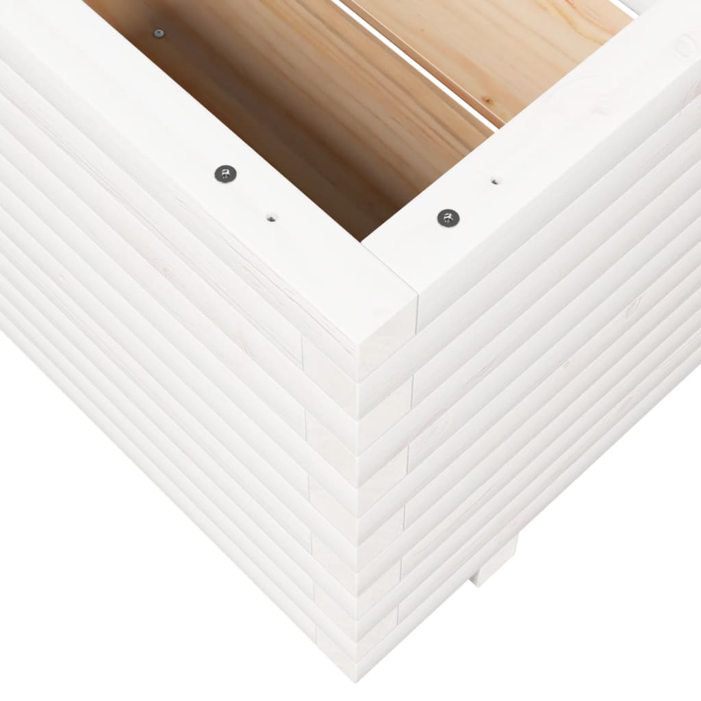 vidaXL Ζαρντινιέρα Κήπου Λευκή 90x60x49,5 εκ. από Μασίφ Ξύλο Πεύκου