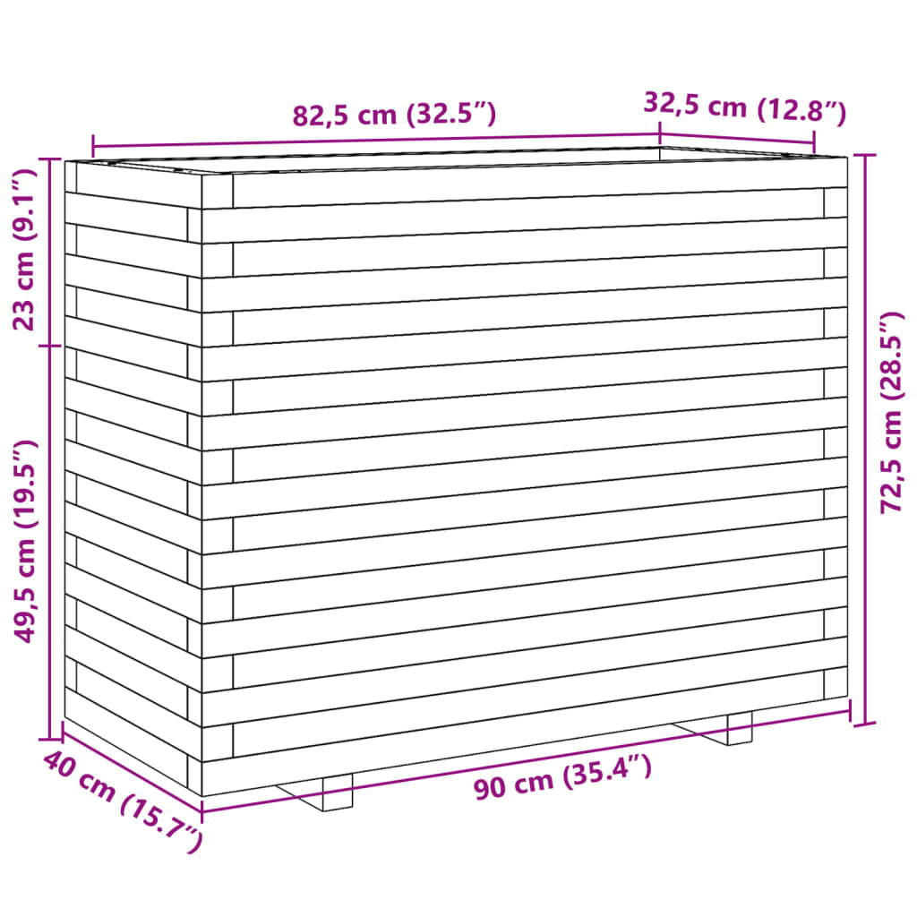 vidaXL Ζαρντινιέρα Κήπου 90x40x72,5 εκ από Μασίφ Ξύλο Πεύκου