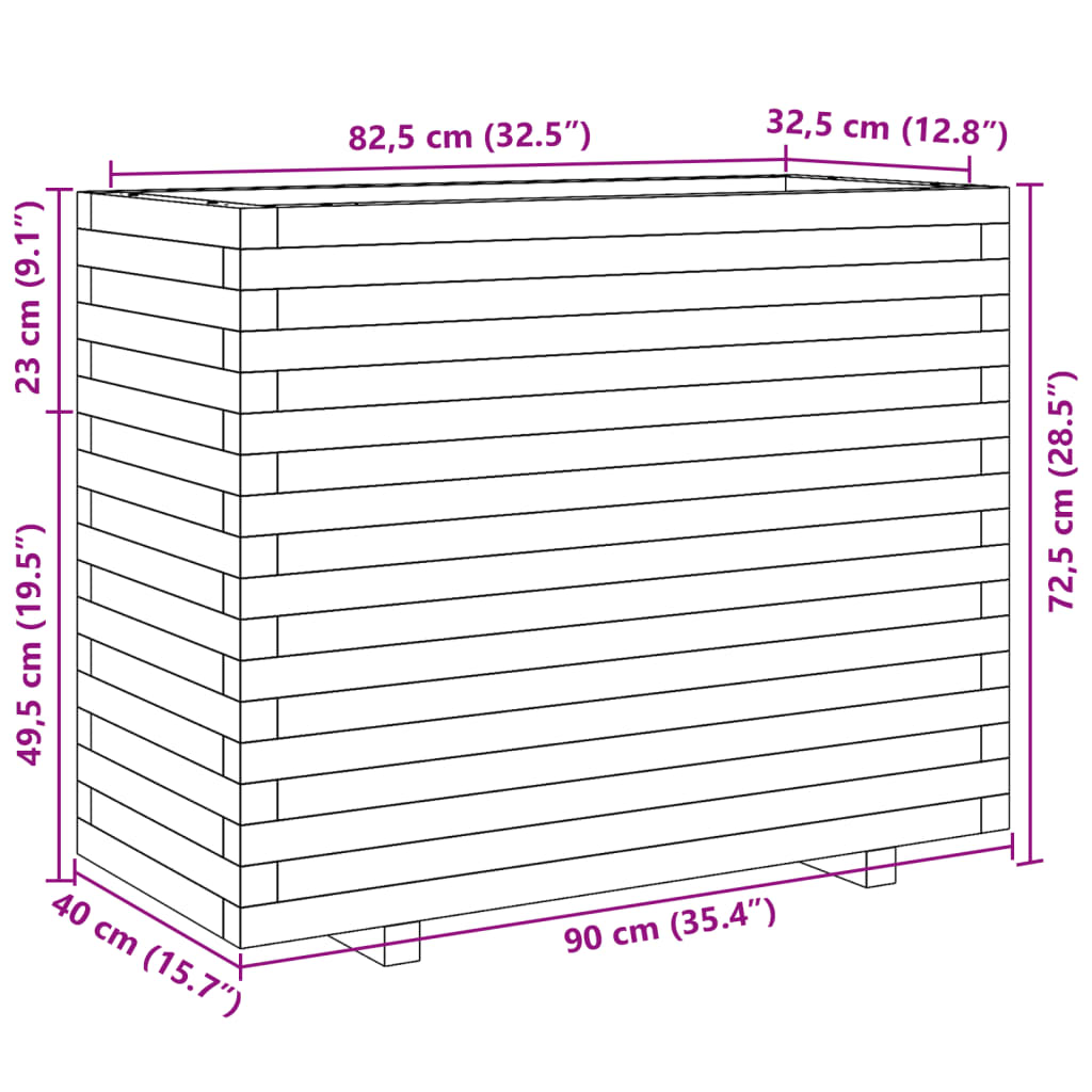 vidaXL Ζαρντινιέρα Κήπου 90x40x72,5 εκ. από Εμποτισμένο Ξύλο Πεύκου