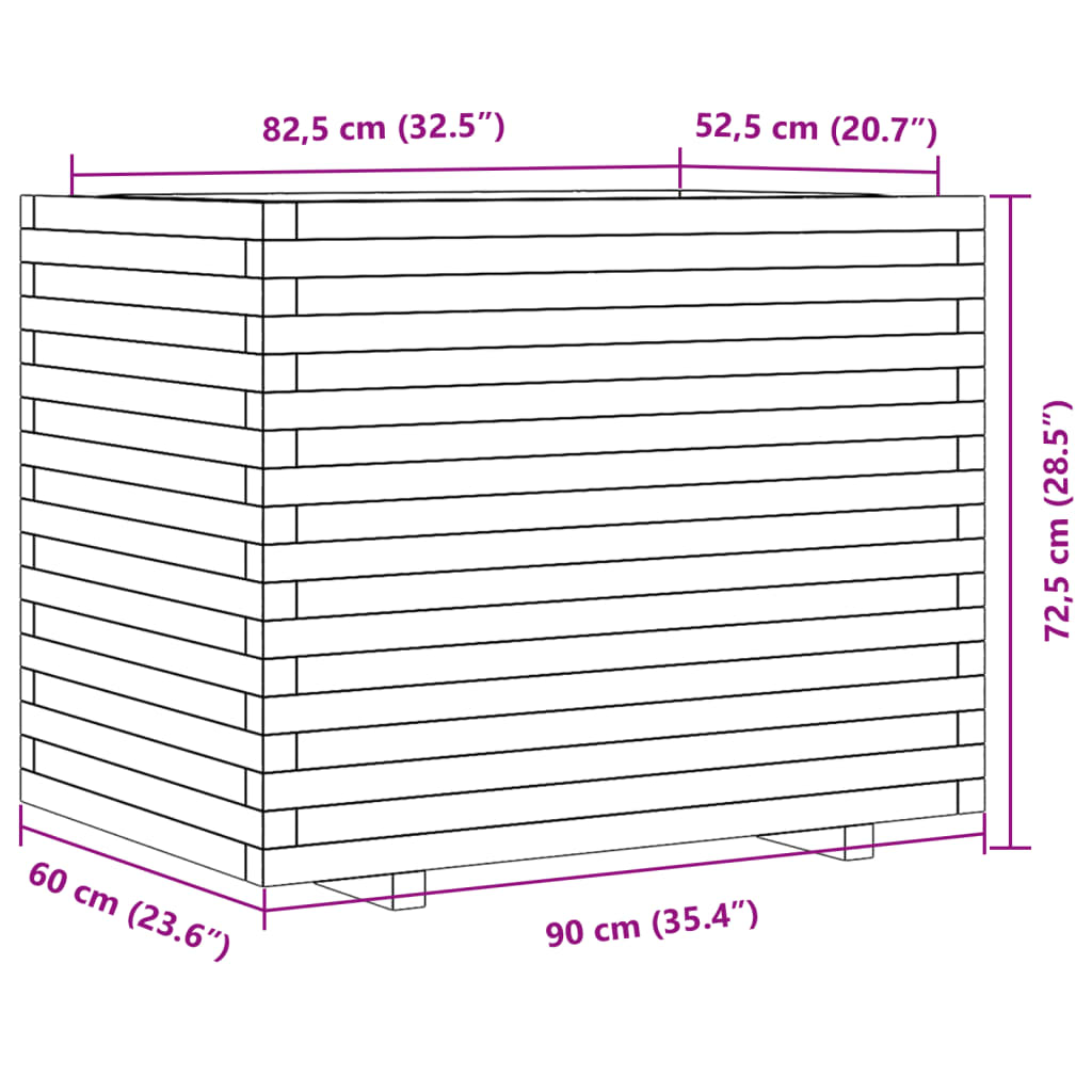 vidaXL Ζαρντινιέρα Κήπου 90x60x72,5 εκ. από Εμποτισμένο Ξύλο Πεύκου