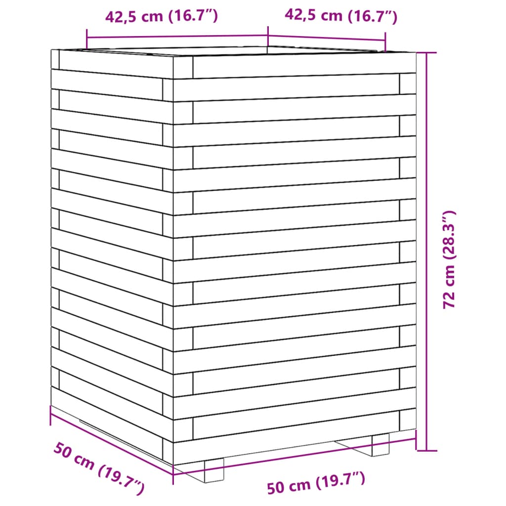 vidaXL Ζαρντινιέρα Κήπου Λευκή 50x50x72 εκ. από Μασίφ Ξύλο Πεύκου