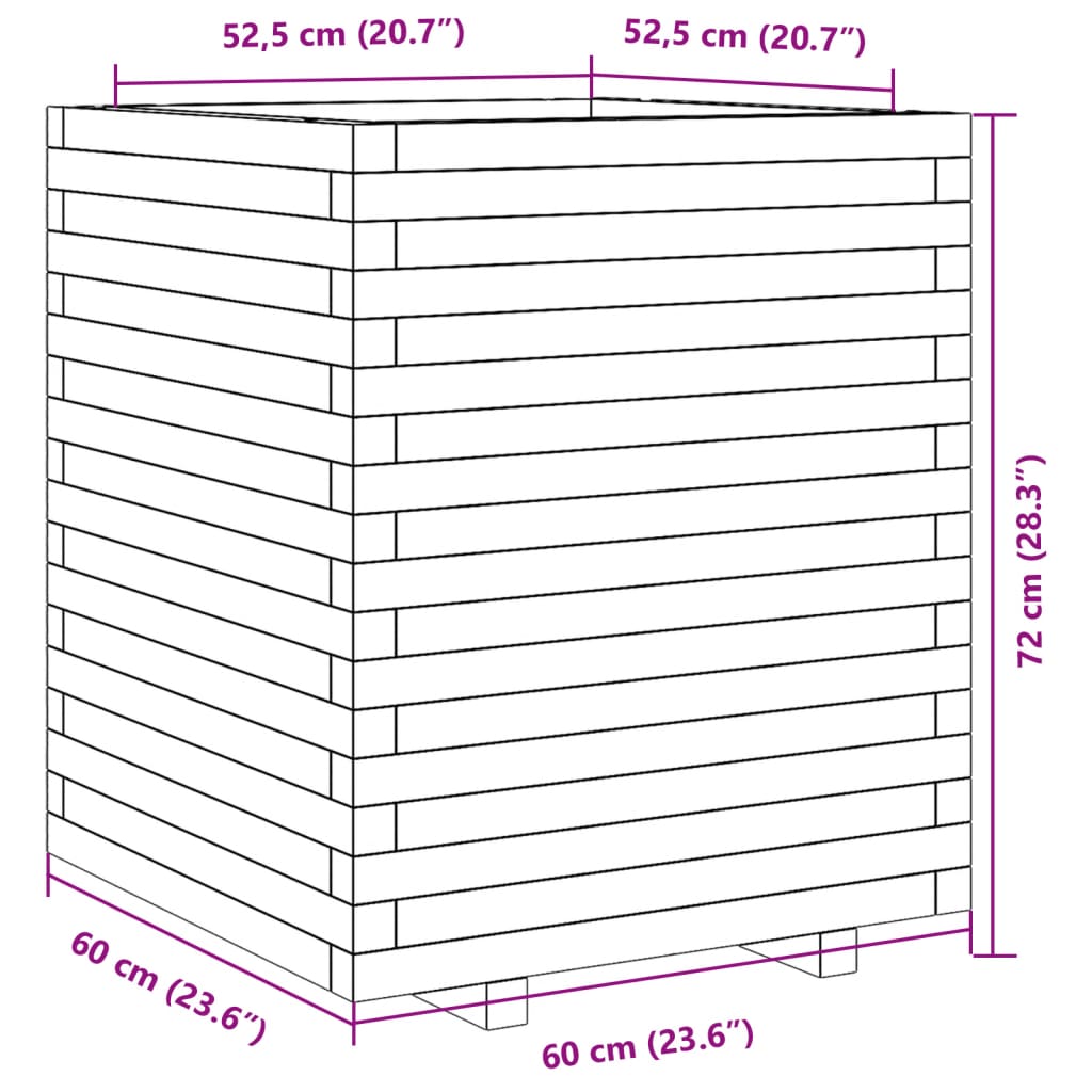 vidaXL Ζαρντινιέρα Κήπου 60x60x72 εκ από Μασίφ Ξύλο Πεύκου