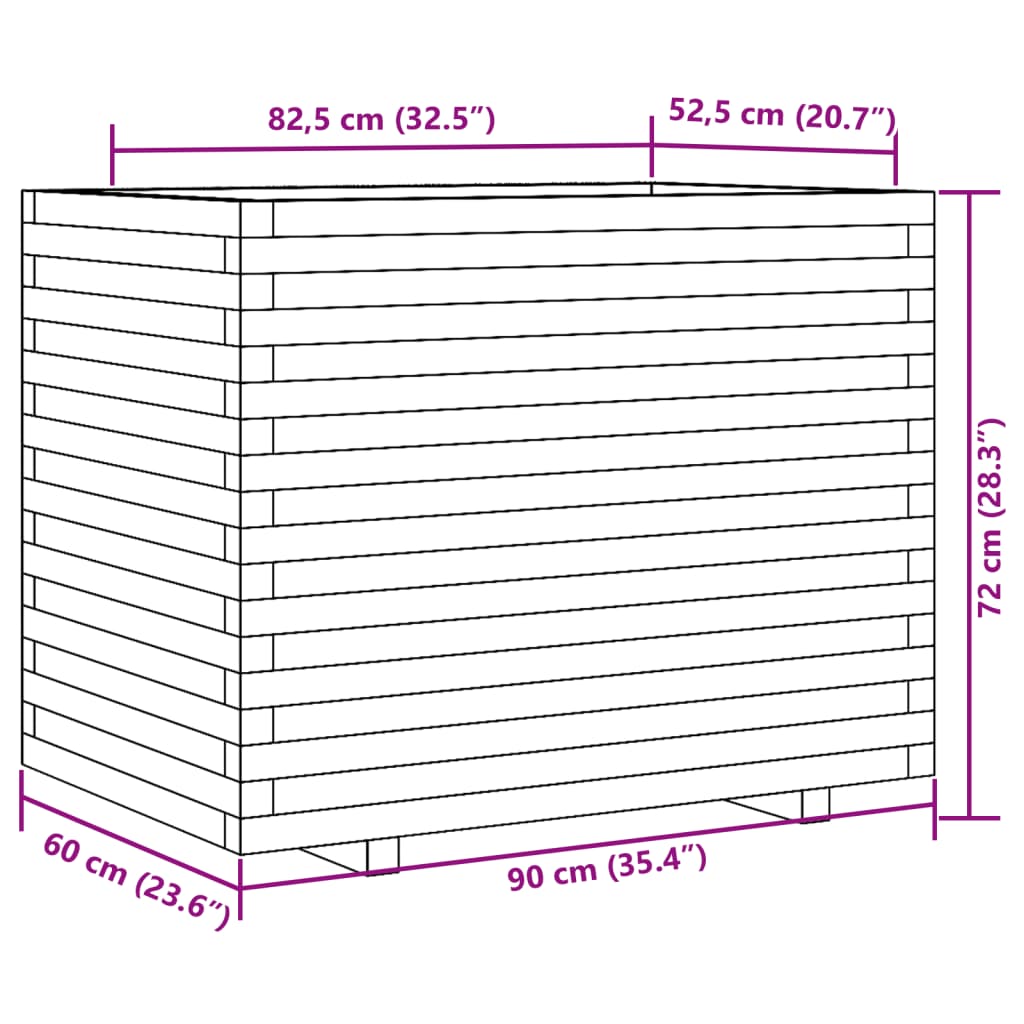 vidaXL Ζαρντινιέρα 90x60x72 εκ. από Μασίφ Ξύλο Πεύκου