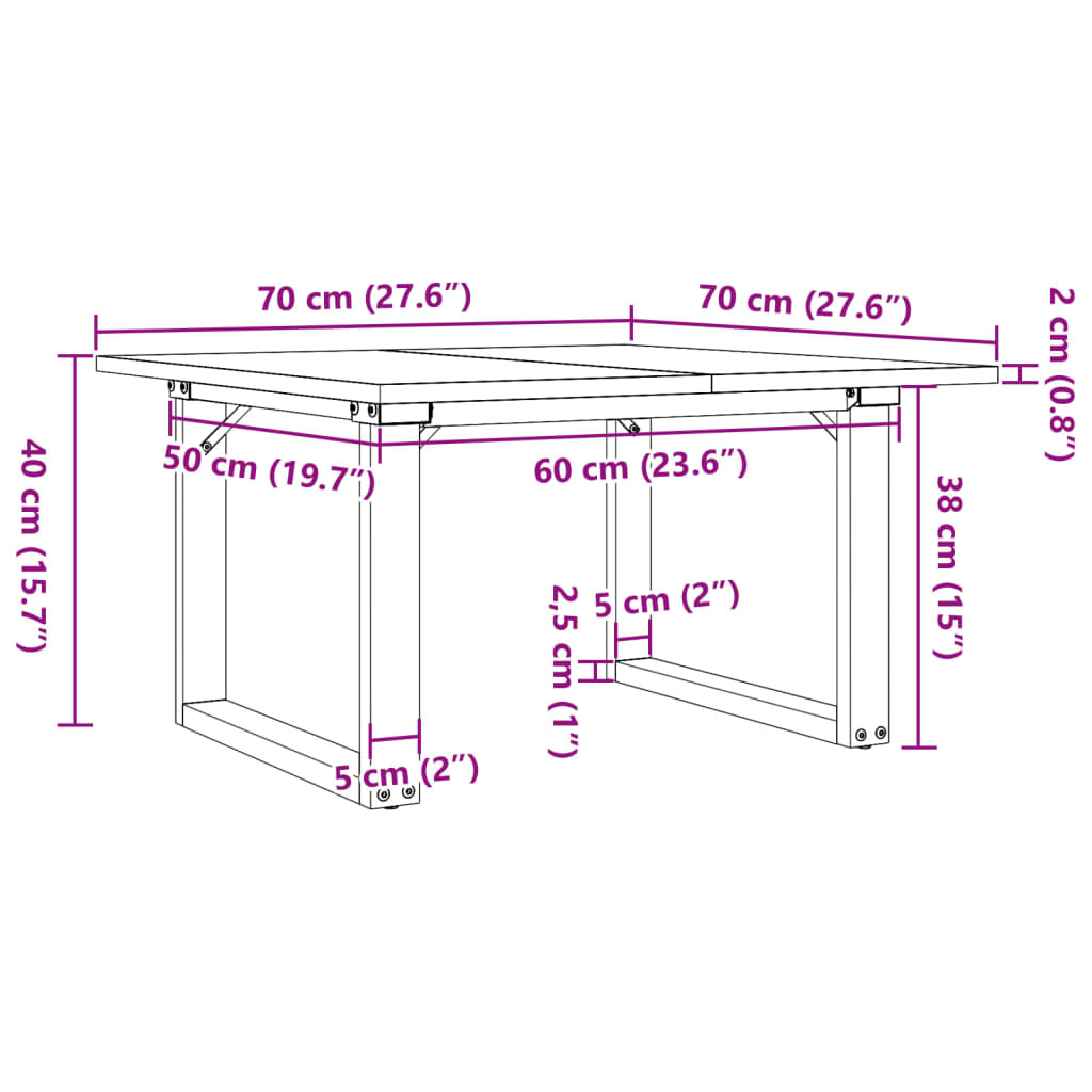 vidaXL Τραπεζάκι Σαλονιού Πλαίσιο Ο 70x70x40εκ Μασίφ Πεύκο/Ατσάλι