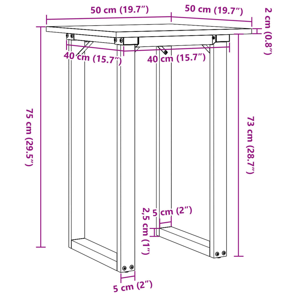 vidaXL Τραπέζι Τραπεζαρίας Πλαίσιο Ο50x50x75εκ Μασίφ Πεύκο/Ατσάλι