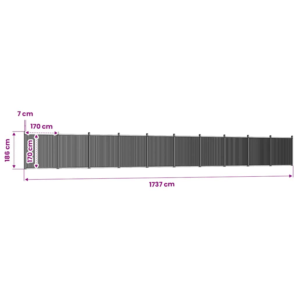 vidaXL Πάνελ Περίφραξης Γκρι 1737 x 186 εκ. από WPC