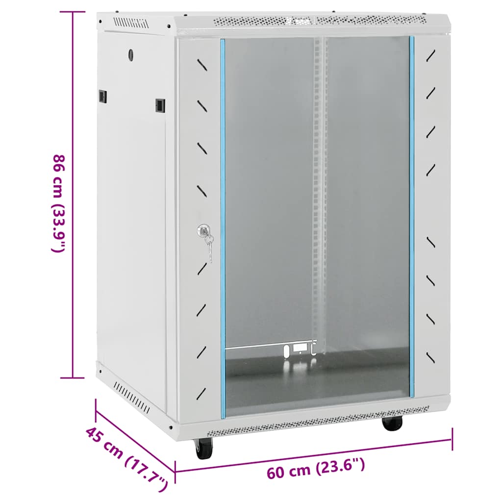 vidaXL Καμπίνα Δικτύου με Περιστ. Πόδια 15U 19" IP20 60x45x86 εκ.