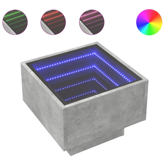 vidaXL Τραπέζι Βοηθητικό με LED Γκρι 40x40x30 εκ. Επεξεργασμένο Ξύλο