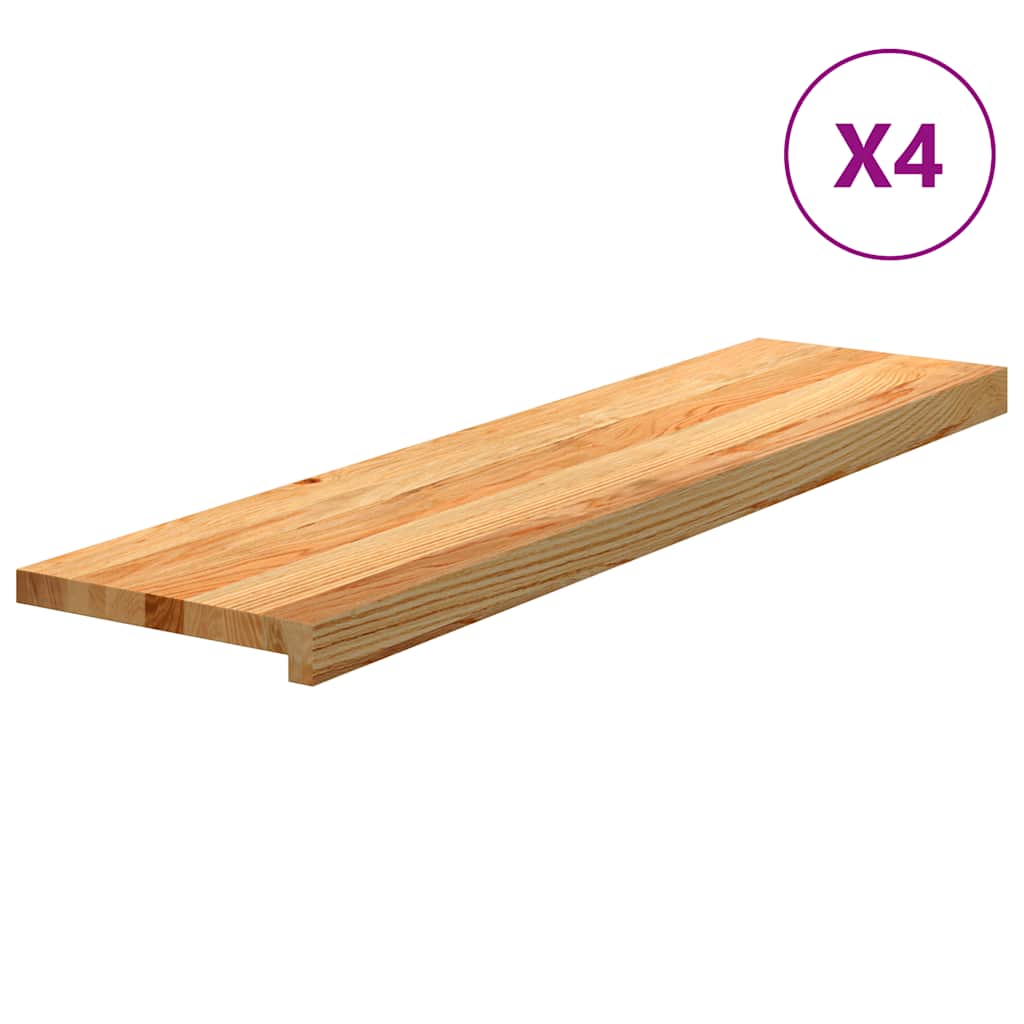 vidaXL Πατάκια Σκάλας 4 τεμ. Ανοιχτό Καφέ 100x25x2 cm Ξύλο Δρυός