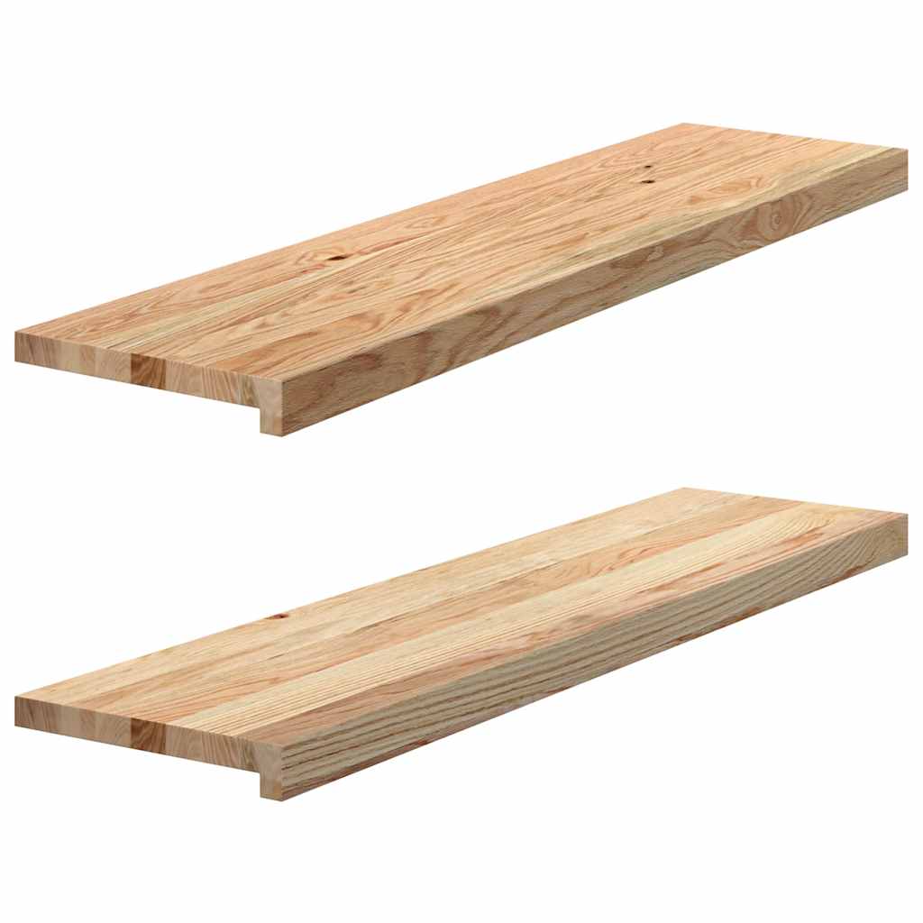 vidaXL Πατάκια Σκάλας 2 τεμ. 100x30x2 εκ. Ακατέργαστο Μασίφ Ξύλο Δρυός