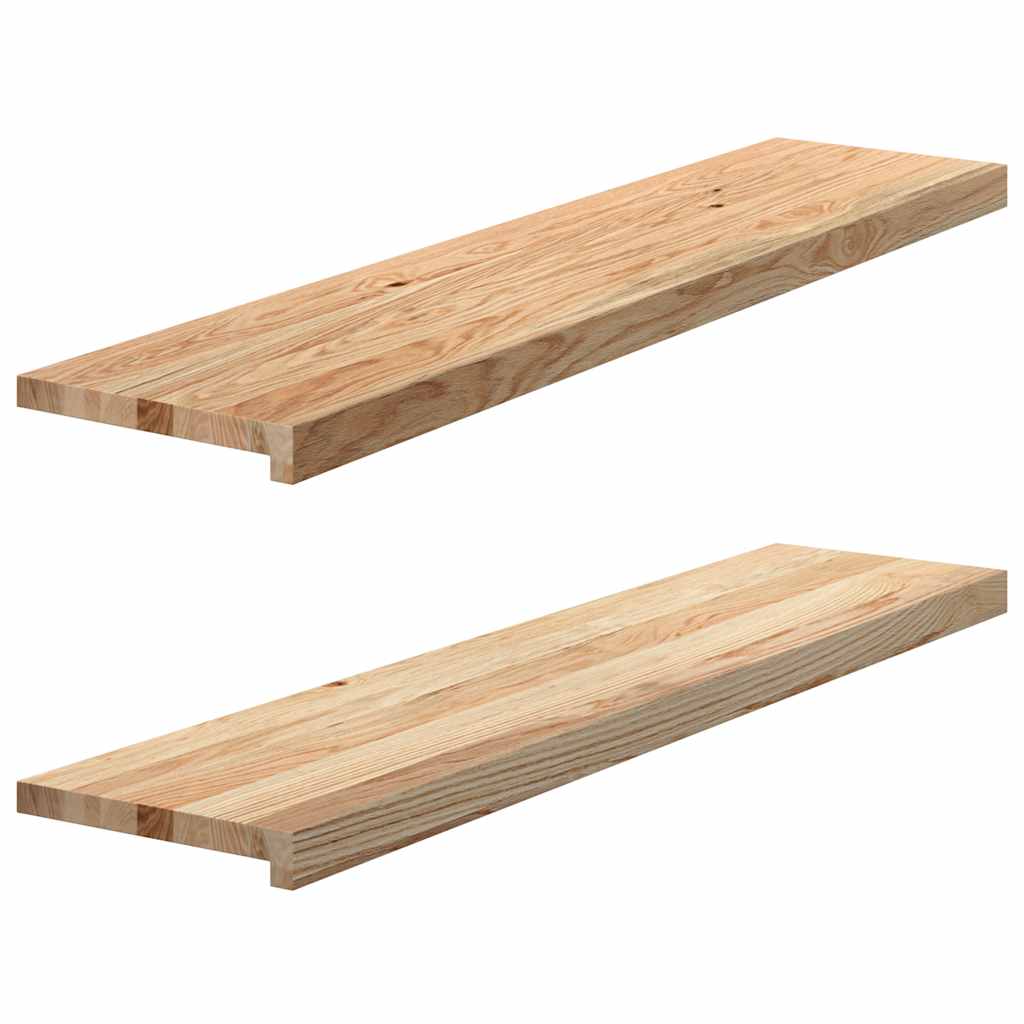 vidaXL Πατάκια Σκάλας 2 τεμ. 110x30x2 εκ. Ακατέργαστο Μασίφ Ξύλο Δρυός