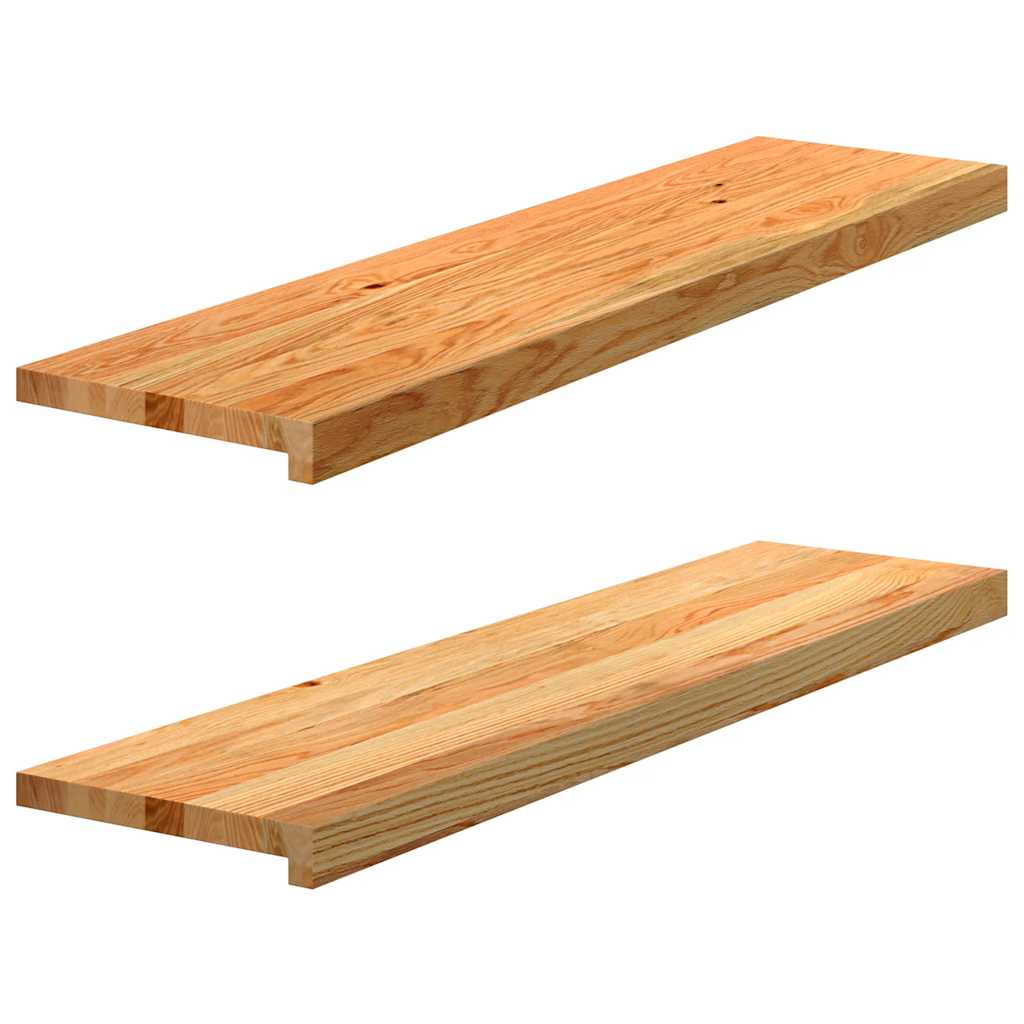 vidaXL Πατάκια Σκάλας 2 τεμ. Ανοιχτό Καφέ 100x25x2 cm Ξύλο Δρυός
