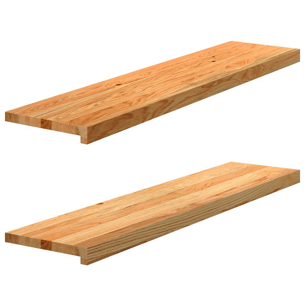 vidaXL Πατάκια Σκάλας 2 τεμ. Ανοιχτό Καφέ 110x25x2 cm Ξύλο Δρυός