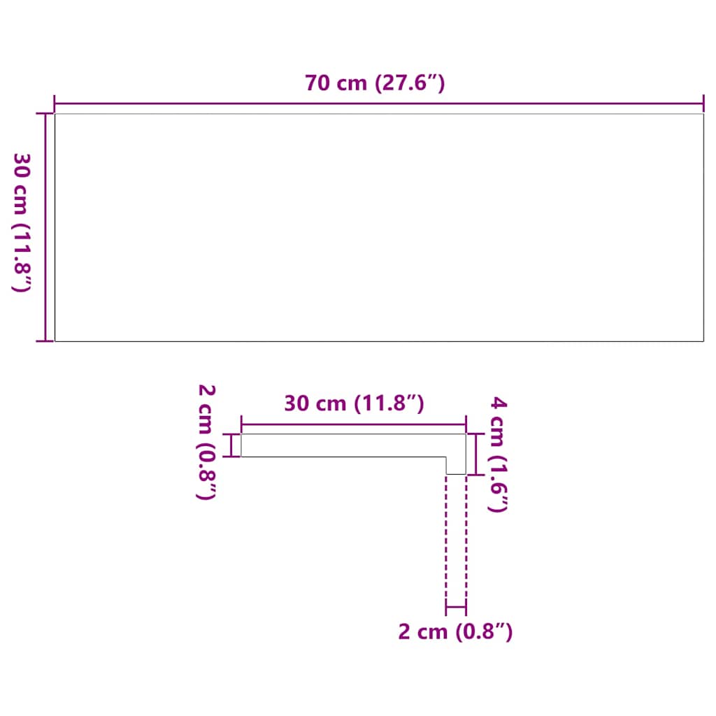 vidaXL Πέλματα Σκάλας 2 τεμάχια Καφέ-Μαύρο 70x30x2 cm μασίφ ξύλο δρυς