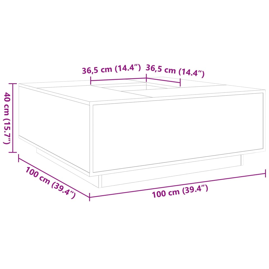 vidaXL Τραπεζάκι Σαλονιού Καφέ Δρυς 100x100x40 εκ. Επεξεργασμένο Ξύλο