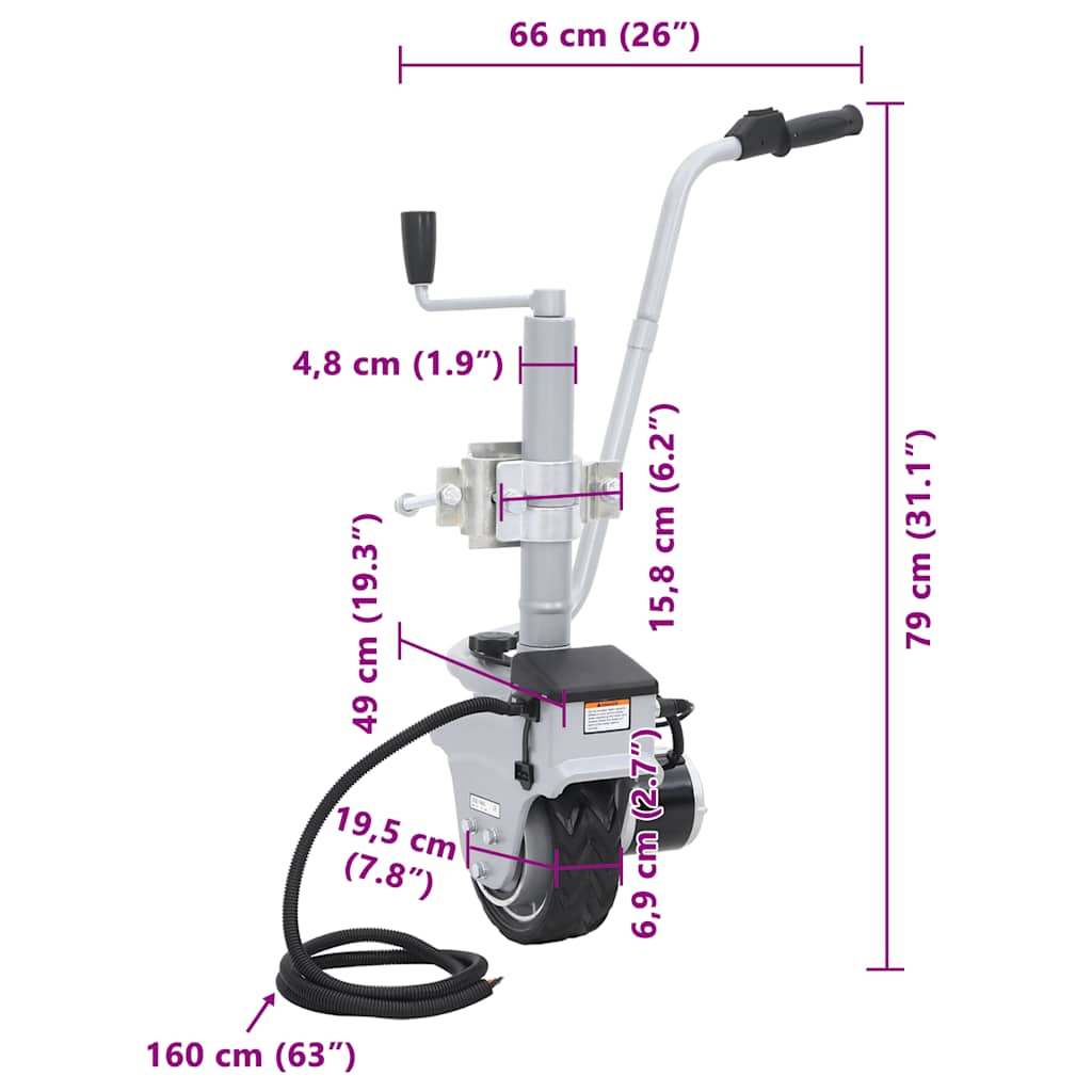 vidaXL Ποδαράκι Τρέιλερ Μηχανοκίνητο 12 V 350 W Αλουμινίου