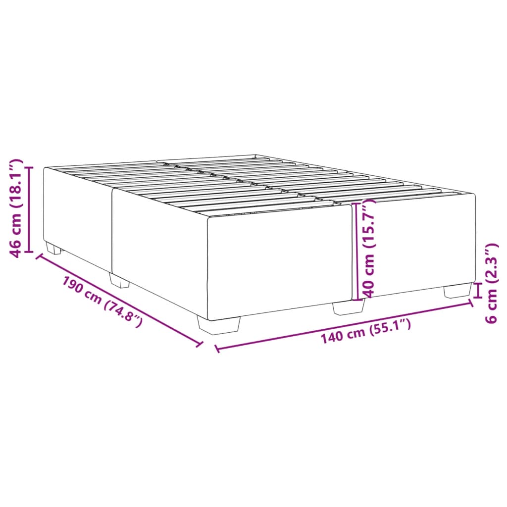 vidaXL Σκελετός Κρεβατιού Χωρίς Στρώμα Μαύρο 140x190 εκ. Υφασμάτινο