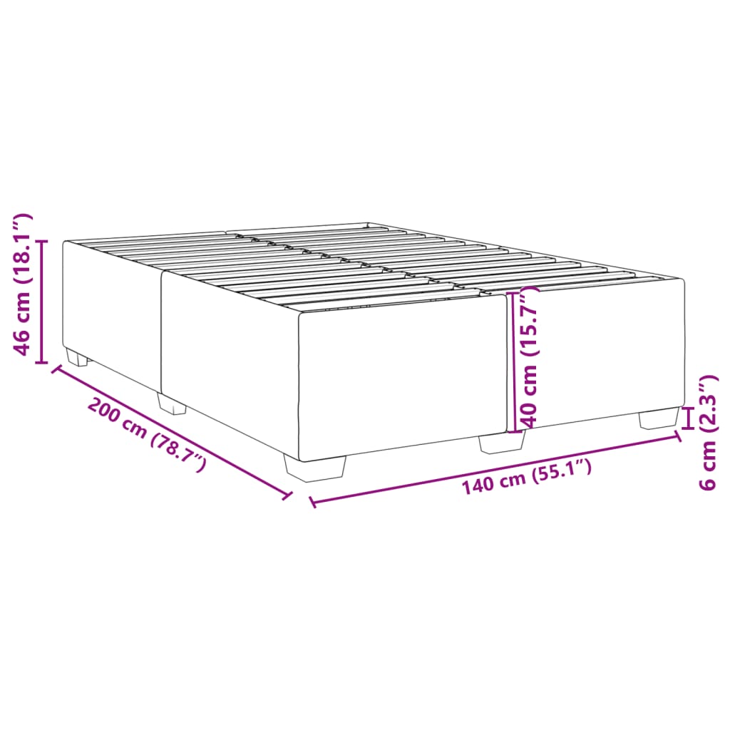 vidaXL Σκελετός Κρεβατιού Χωρίς Στρώμα Μαύρο 140x200 εκ. Βελούδινο