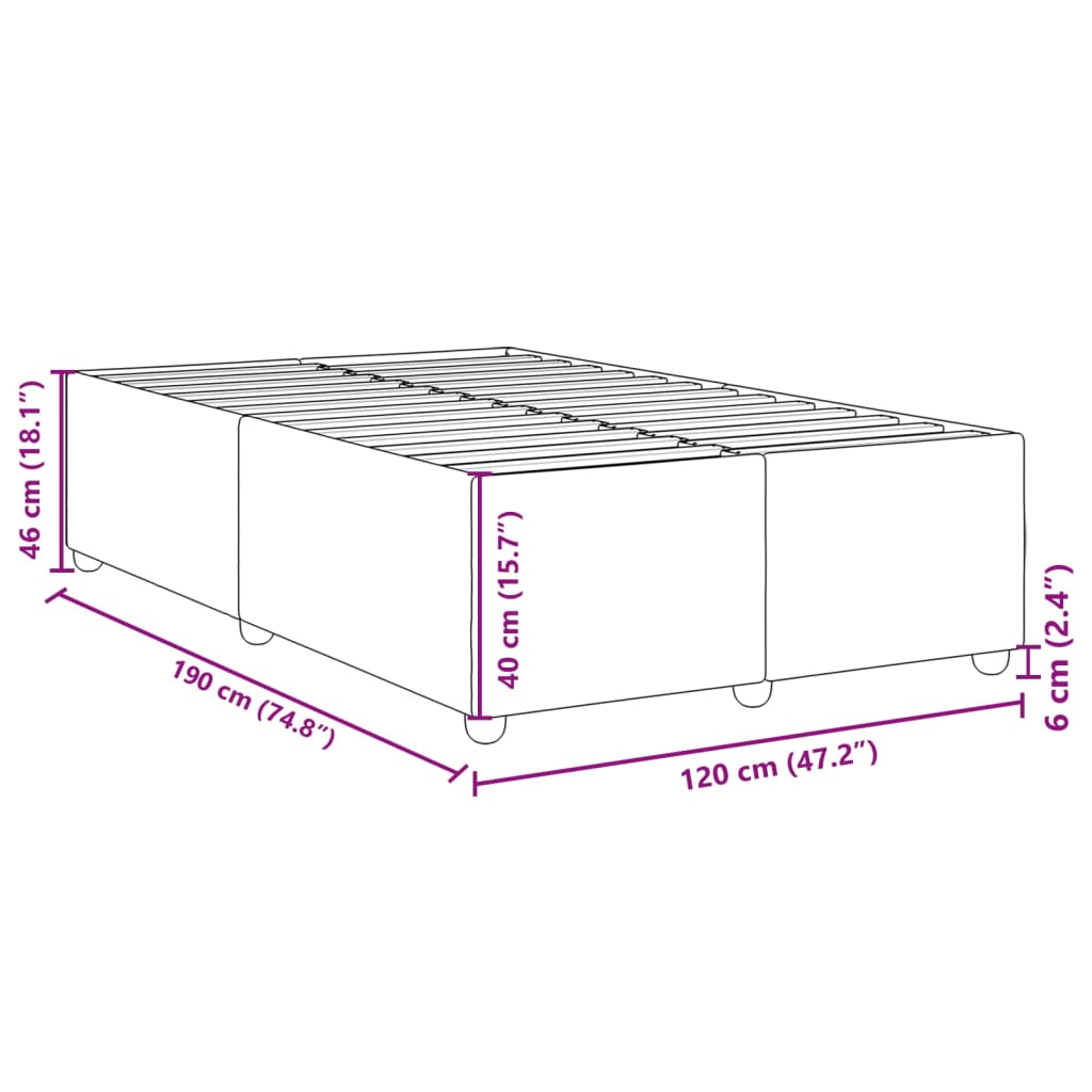 vidaXL Πλαίσιο Κρεβατιού χωρίς στρώμα Κρέμα 120x190 εκ. Υφασμάτινο