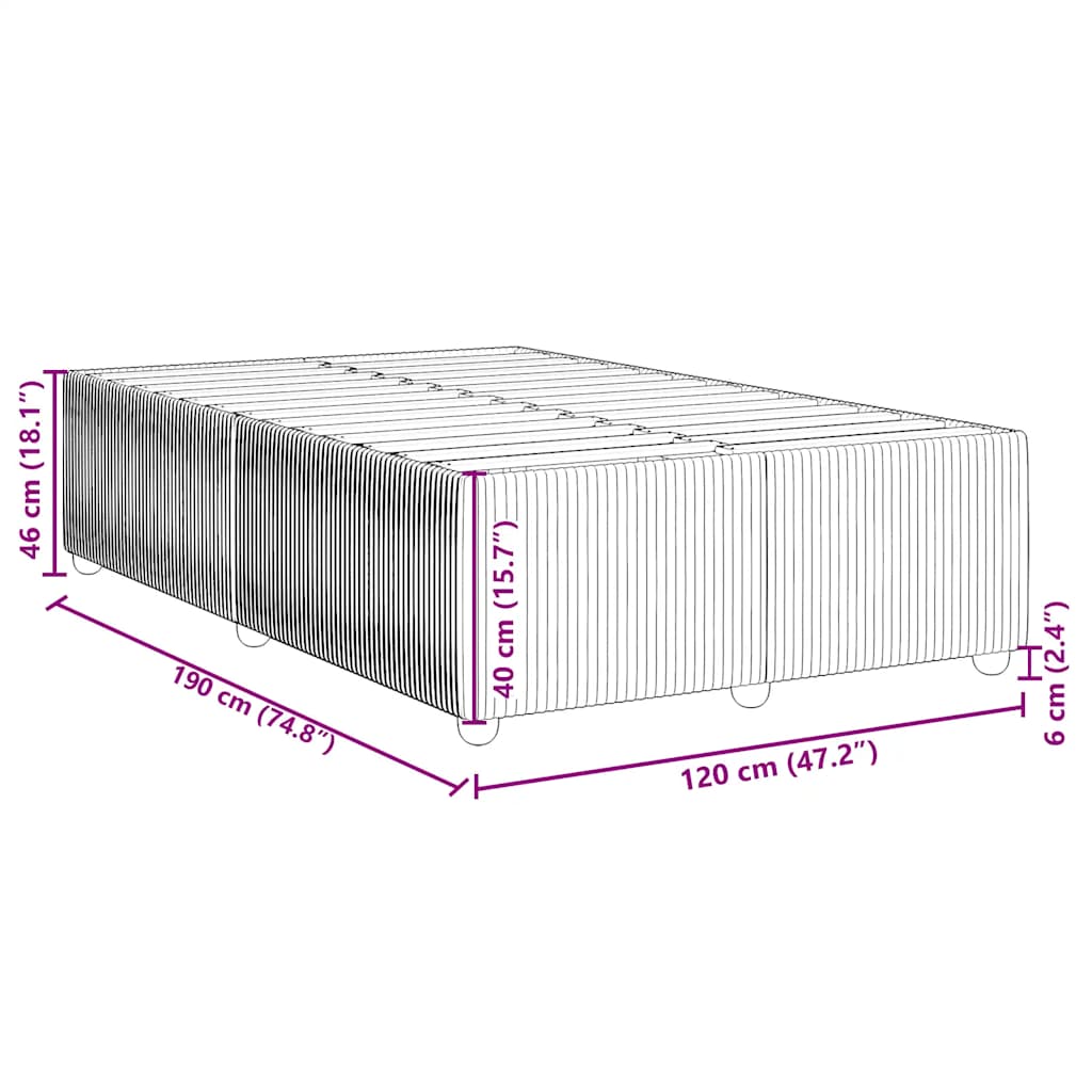 vidaXL Πλαίσιο Κρεβατιού χωρίς στρώμα Σκούρο γκρι 120x190εκ Υφασμάτινο