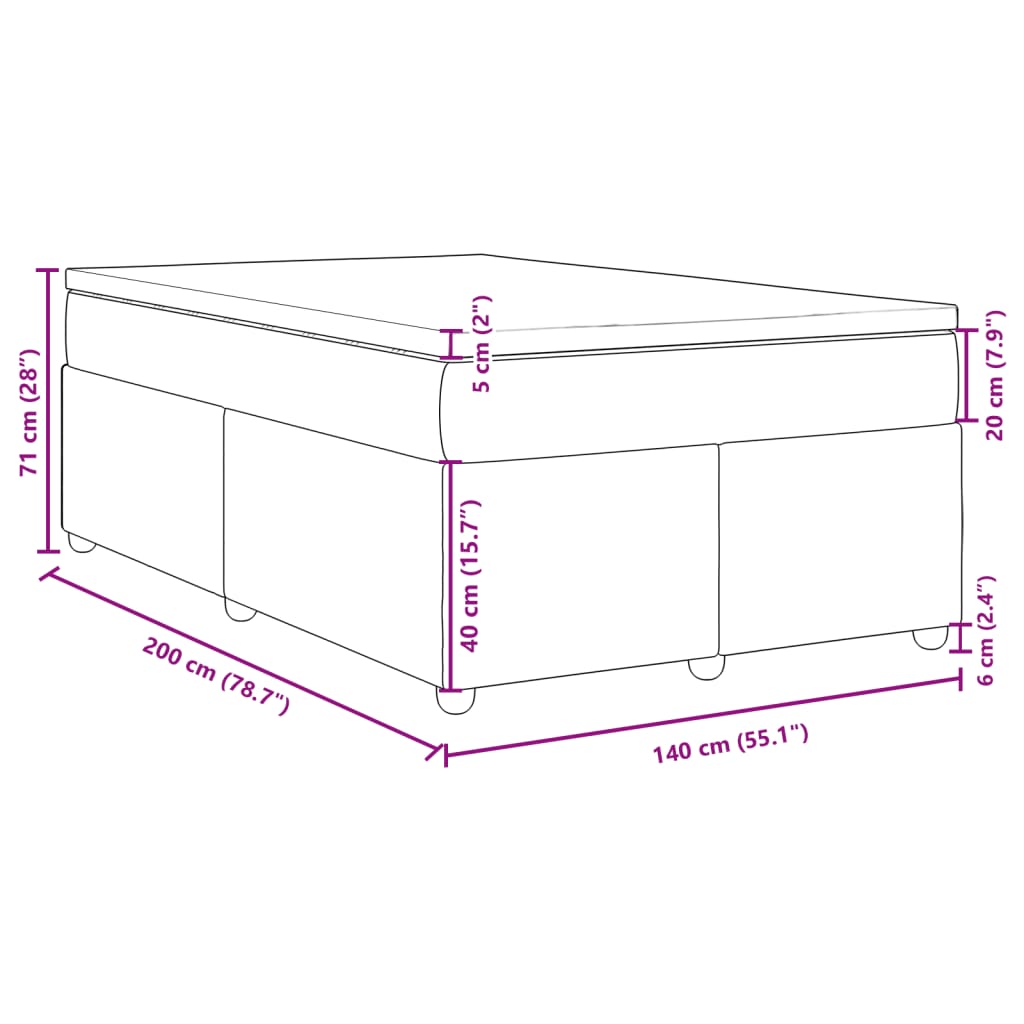 vidaXL Κρεβάτι Boxspring με Στρώμα Μπλε 140x200 εκ. Υφασμάτινο
