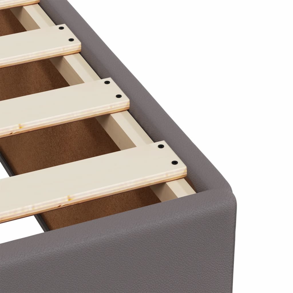 vidaXL Κρεβάτι Boxspring με Στρώμα Γκρι 140x200εκ. από Συνθετικό Δέρμα
