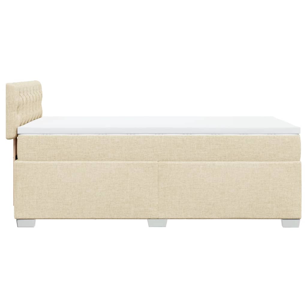vidaXL Κρεβάτι Boxspring με Στρώμα Κρεμ 90x190 εκ.Υφασμάτινο