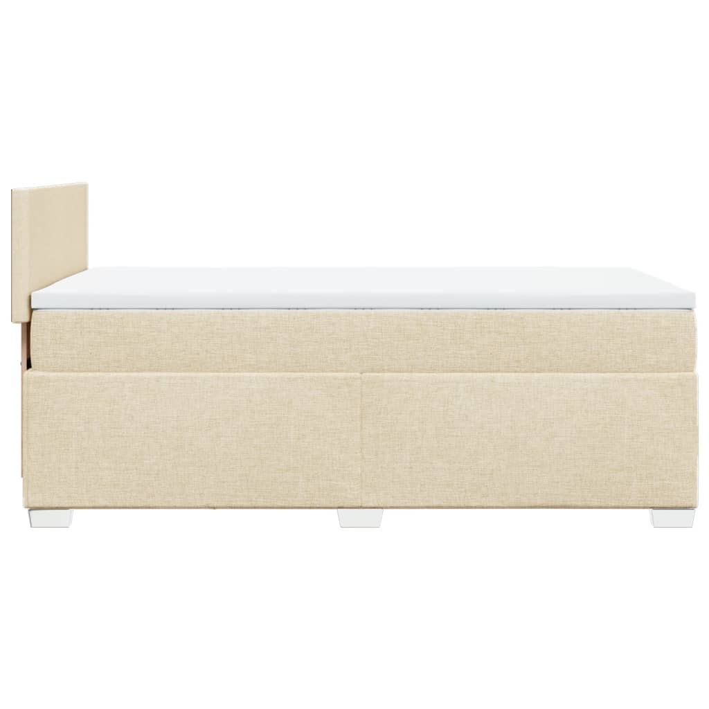 vidaXL Κρεβάτι Boxspring με Στρώμα Κρεμ 90x200 εκ.Υφασμάτινο