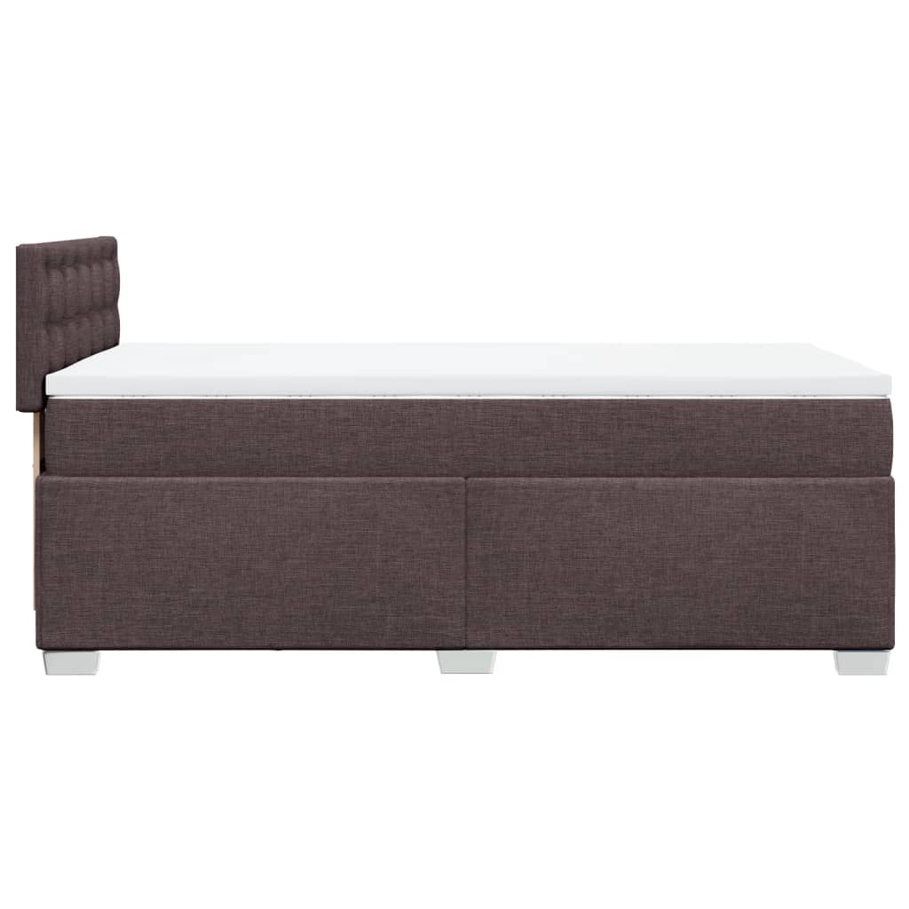 vidaXL Κρεβάτι Boxspring με Στρώμα Σκούρο Καφέ 100x200 εκ. Υφασμάτινο