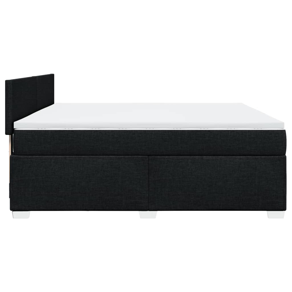vidaXL Κρεβάτι Boxspring με Στρώμα Μαύρο 180x200 εκ. Υφασμάτινο