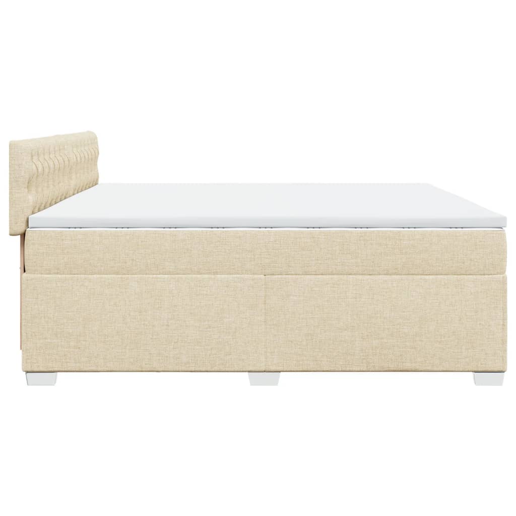 vidaXL Κρεβάτι Boxspring με Στρώμα Κρεμ 200x200 εκ. Υφασμάτινο