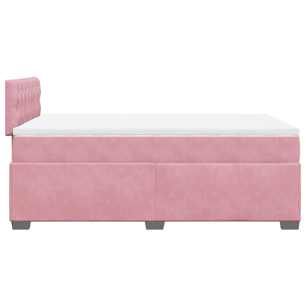 vidaXL Κρεβάτι Boxspring με Στρώμα Ροζ 120x200 εκ. Βελούδινο