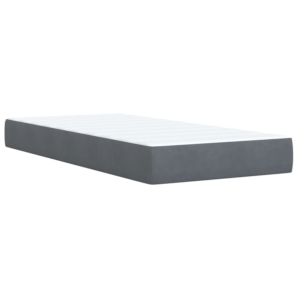vidaXL Κρεβάτι Boxspring με Στρώμα Σκούρο Γκρι Single Βελούδινο