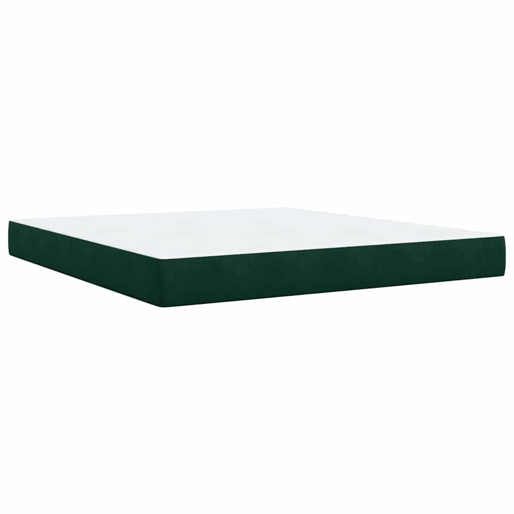 vidaXL Κρεβάτι Boxspring με Στρώμα Σκούρο Πράσινο 180x200εκ. Βελούδινο
