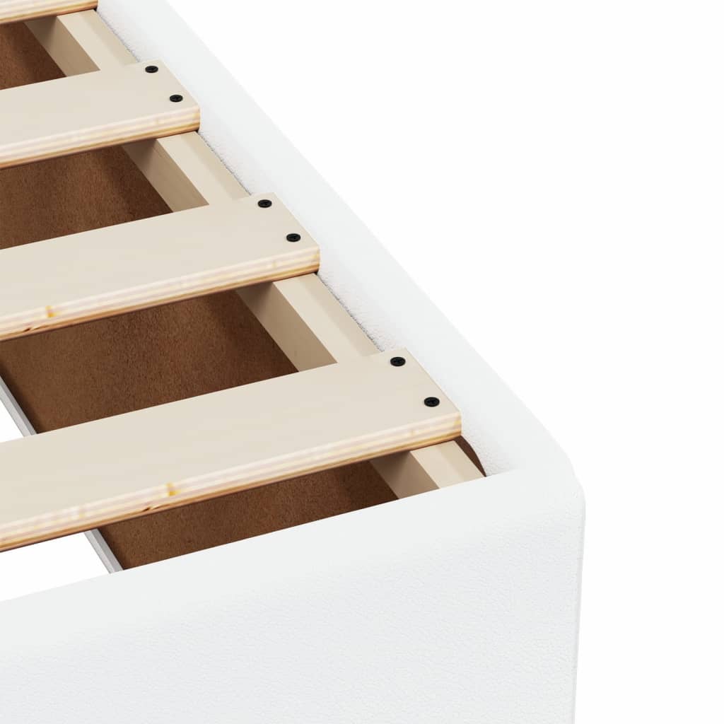 vidaXL Κρεβάτι Boxspring με Στρώμα Λευκό 90x200εκ. από Συνθετικό Δέρμα