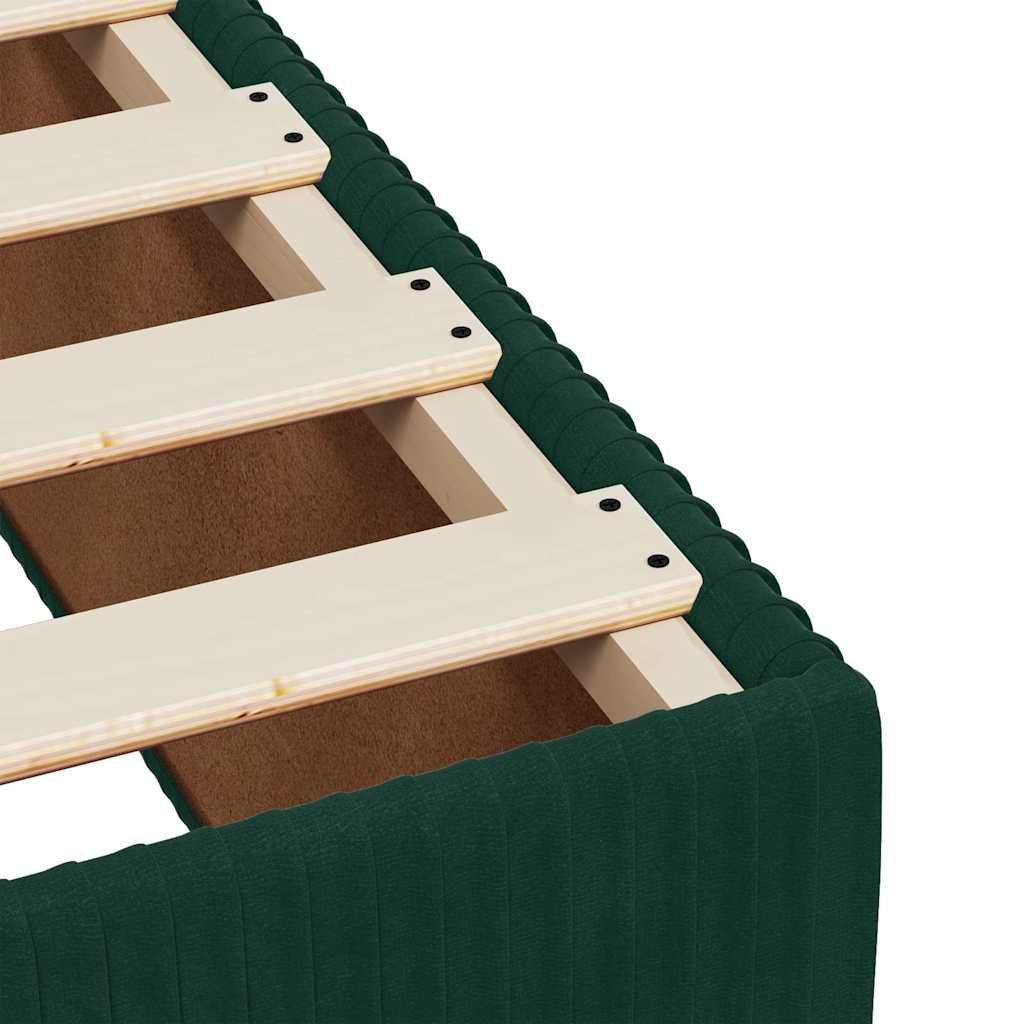 vidaXL Κρεβάτι Boxspring με Στρώμα Σκούρο Πράσινο 90x190 εκ. Βελούδινο