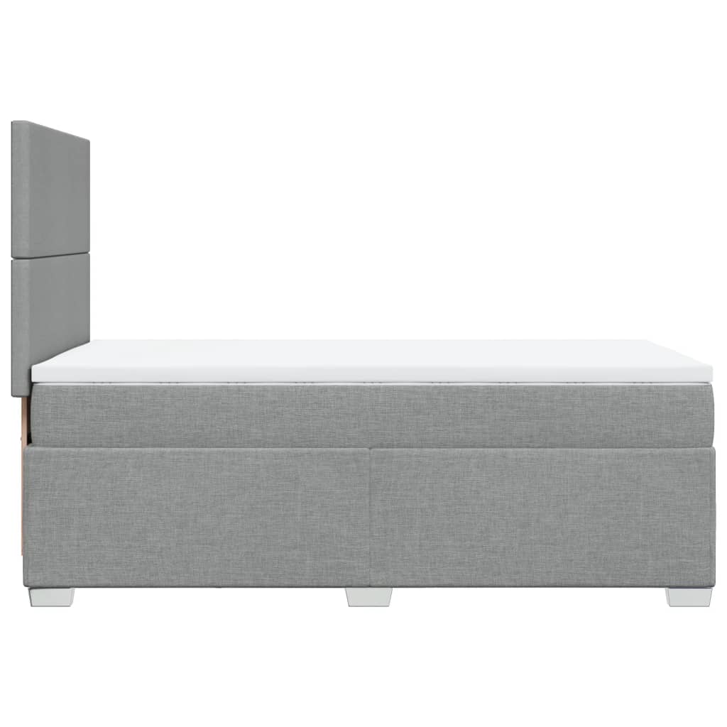 vidaXL Κρεβάτι Boxspring με Στρώμα Ανοιχτό Γκρι 90x190 εκ. Υφασμάτινο
