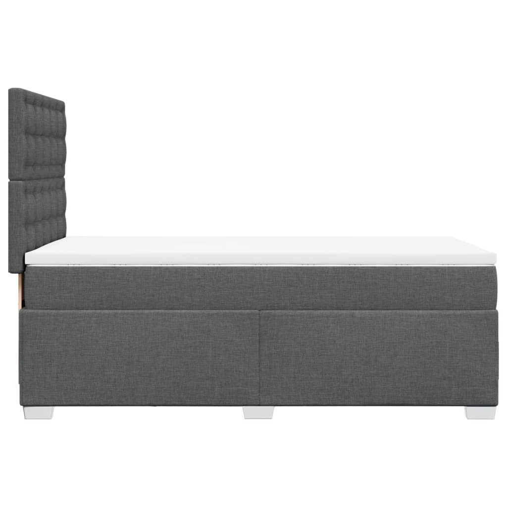 vidaXL Κρεβάτι Boxspring με Στρώμα Σκούρο Γκρι 90x190 εκ. Υφασμάτινο