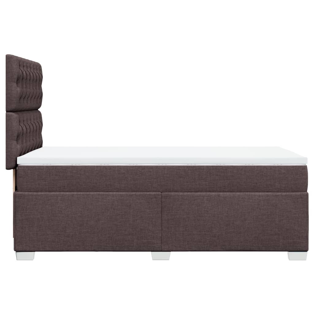 vidaXL Κρεβάτι Boxspring με Στρώμα Σκούρο Καφέ 90x200 εκ. Υφασμάτινο