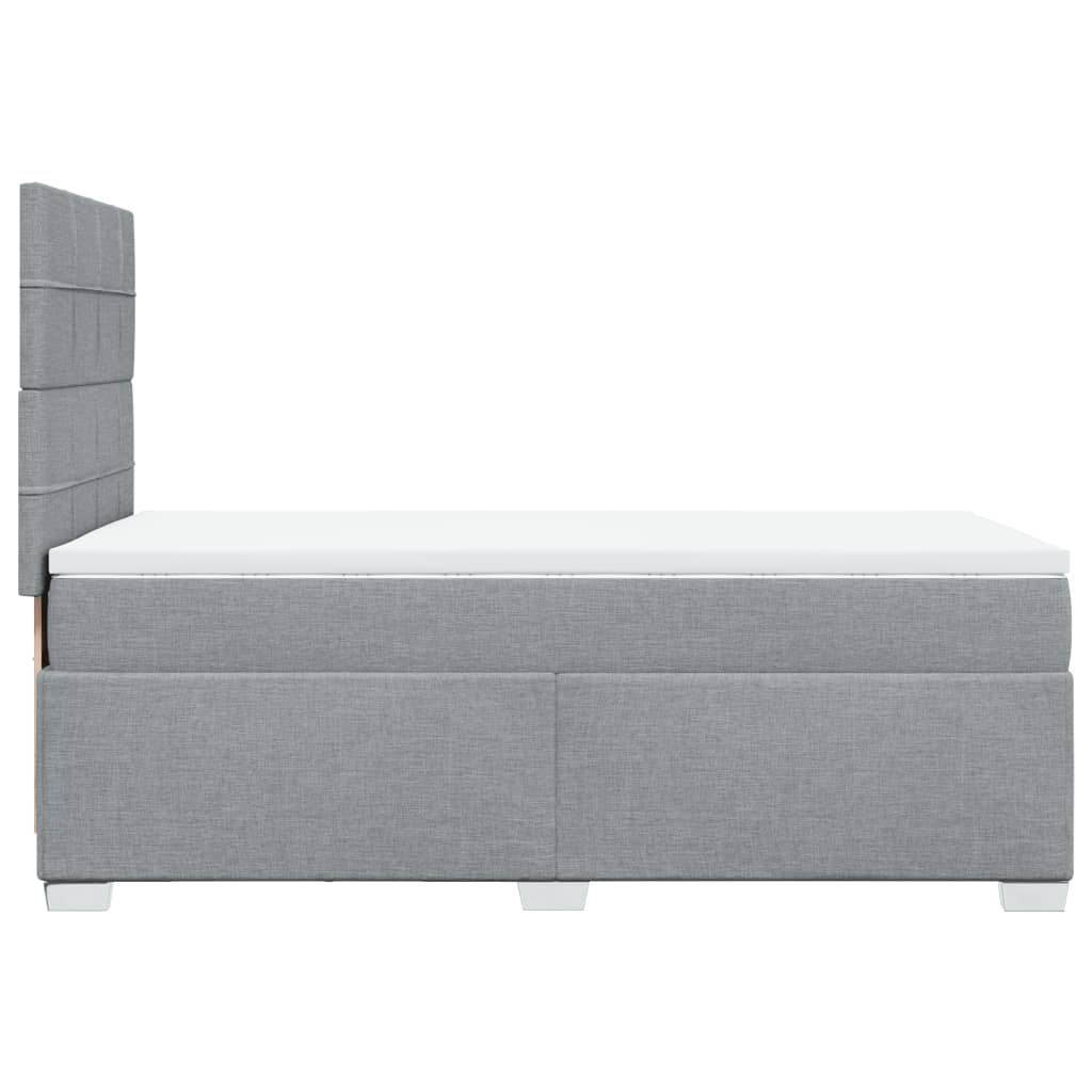 vidaXL Κρεβάτι Boxspring με Στρώμα Ανοιχτό Γκρι 100x200 εκ. Υφασμάτινο